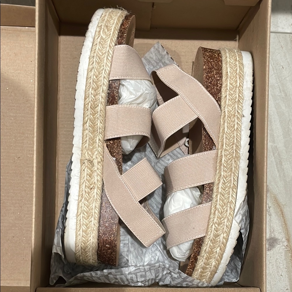 Steve Madden Cream and Pink Espadrille Sandals